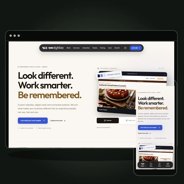 An actual WeDigitlize website screenshot, presented in a clean desktop browser frame.